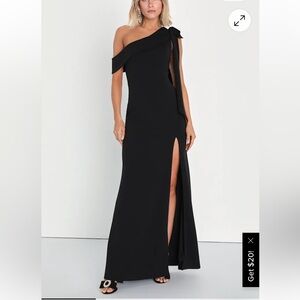 Lulus Black One-Shoulder Mermaid Maxi Dress
